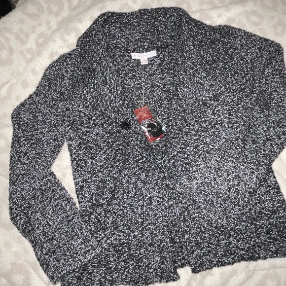 Petite small sweater cardigan black and white brand new from Macy’s - Picture 7 of 8